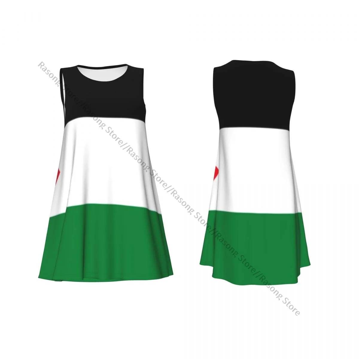 Vestido feminino bandeira da Palestina verão casual camiseta praia cobrir vestido regata