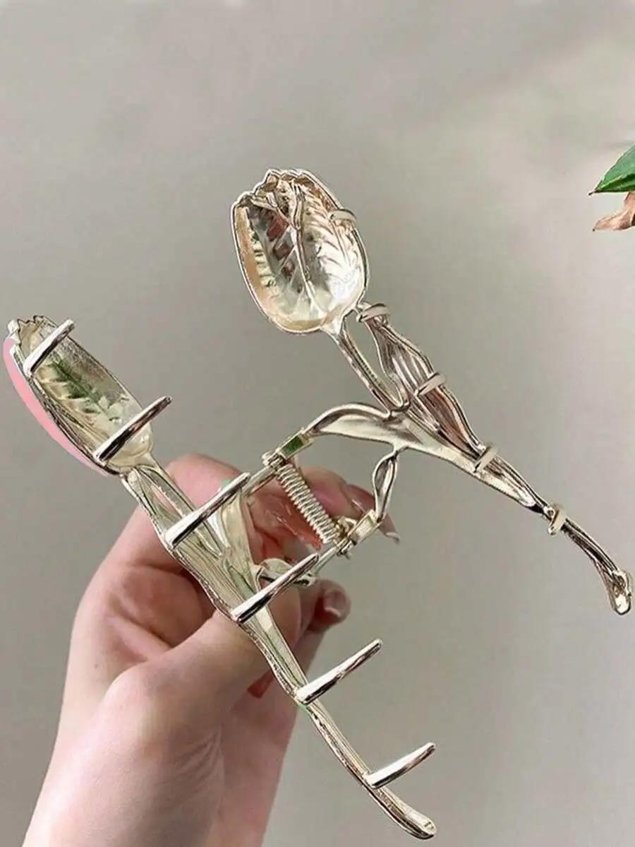 

Fashion Rose Flower Hair Claw Clip For Women Daily Wear Summer Accessories