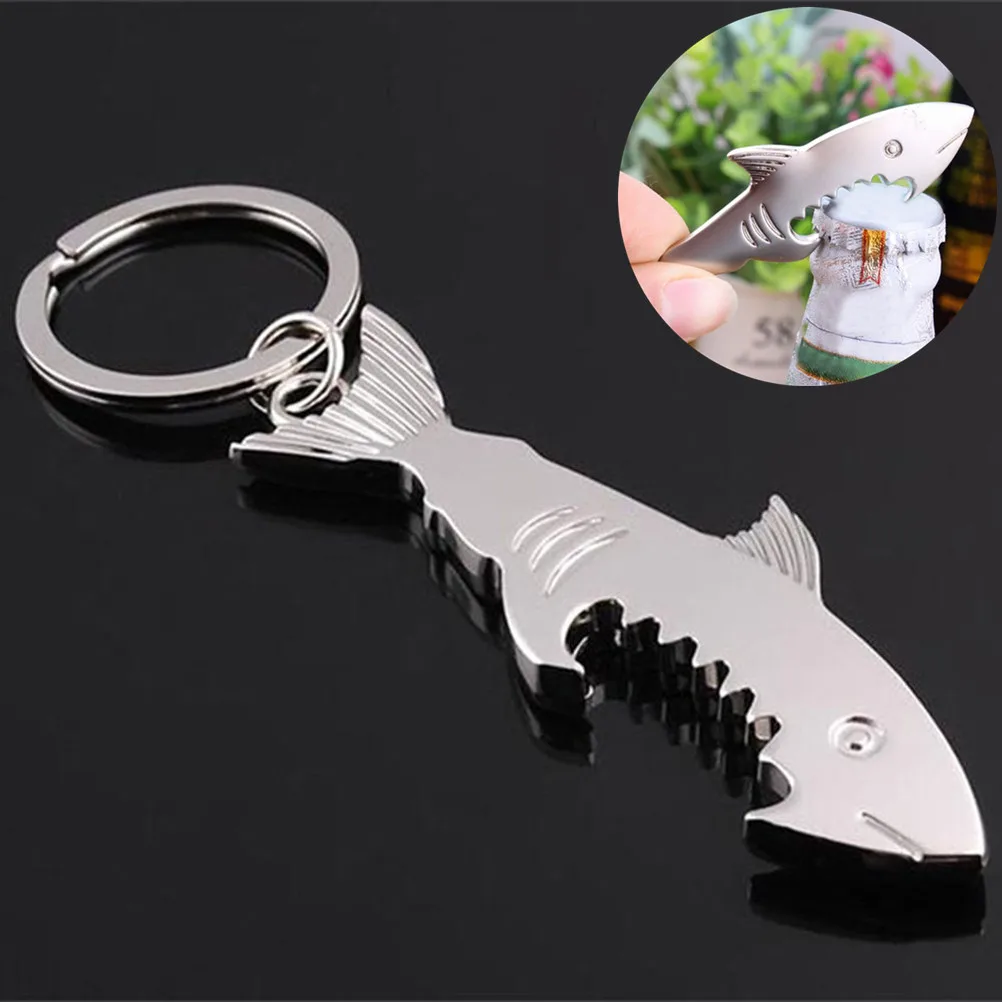 Hot Shark Bottle Opener Keychain Alloy Multifunction Fish Corkscrew Key Chains Jewelry New Arrived Keyring Accessories