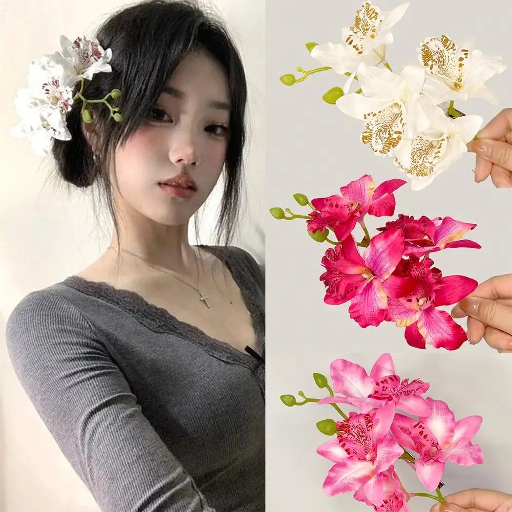 

Bohemia Orchid Flower Fairy Hairpins Spring Summer Wedding Party Hair Clips Artificial Flowers Floral Barrette for Women Girls