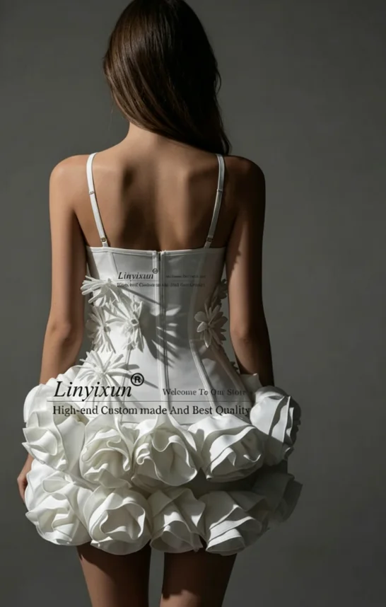 Fashion 3D Floar Pleat Homecoming Dresses For Girl Sexy Halter Mini Graduatation Party Dresss Customized Cocktail Prom Maxi Dres