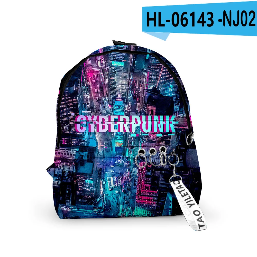 Hip Hop Popular Cyberpunk Backpacks Boys/Girls pupil School Bags 3D Print Keychains Oxford Waterproof Cute Small Backpacks