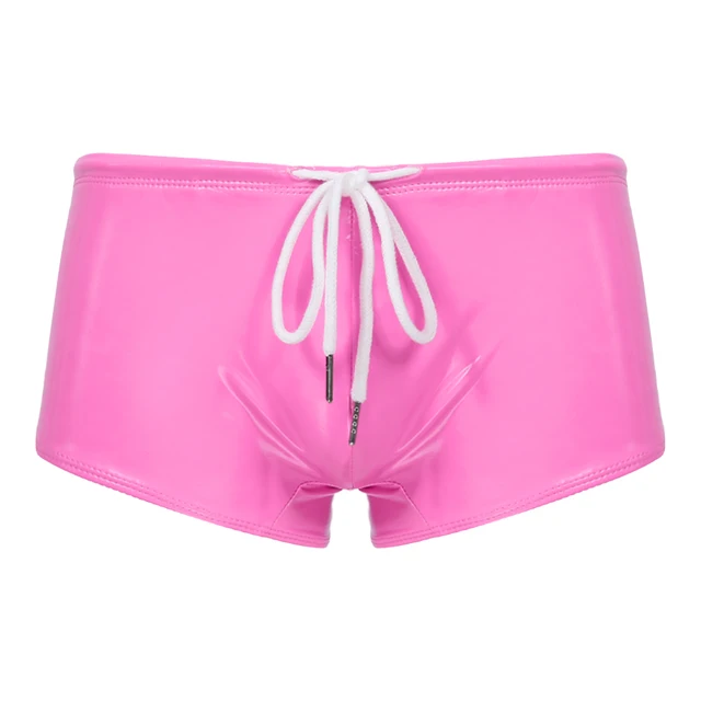 Ranrann Boxer Sexy Cuir Homme Caleçon Culotte Faux Cuir Ouverte