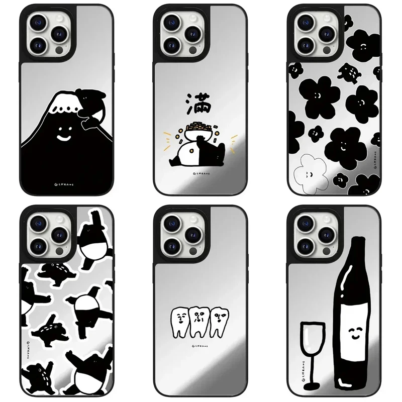 

Mirror Surface MagSafe Cartoon Mountain Pattern iPhone 11 12 13 14 15 Pro Max Protective Case