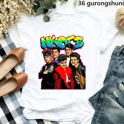 Funny New Kids on the Block T-Shirt NKOTB T Shirt Women Clothes Female Clothing Harajuku Short Sleeve 90s Tees Tops Drop Ship