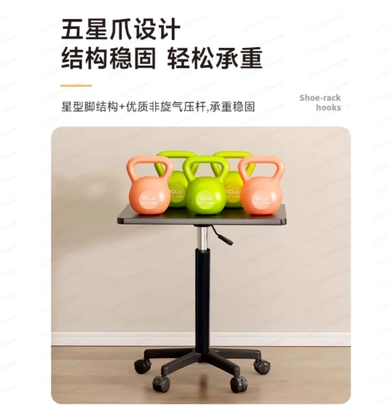 Movable lifting table with pulley Small bedside table Standing workbench Computer Office desk Podium