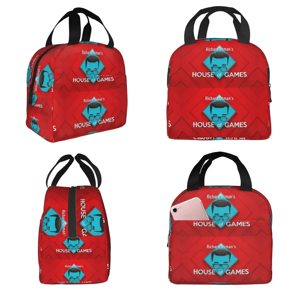 Richard Osman's House Of Gam Isolierte Lunchtasche für Kinder, Schulkühler, Thermo-Lebensmittelbox, auslaufsichere Lunchboxen, Behälter