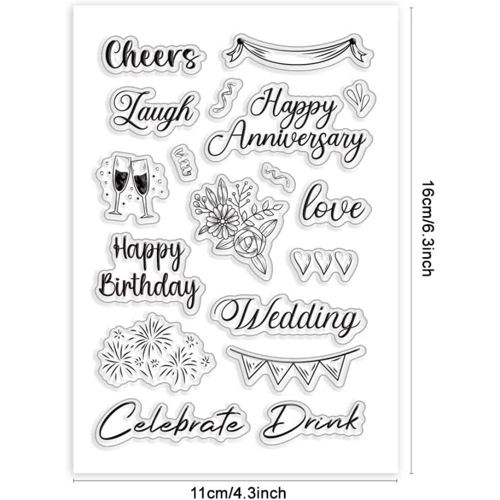 Celebrate Words Clear Stamps Happy Birthday Rubber Stamps Holiday Decorations Clear Stamp Transparent Silicone Stamp