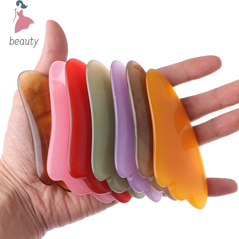 Alat pijat wajah, pijat SPA tahan lama Resin Gua Sha pengikis pijat wajah akupunktur Guasha papan pijat untuk Wajah 1 buah