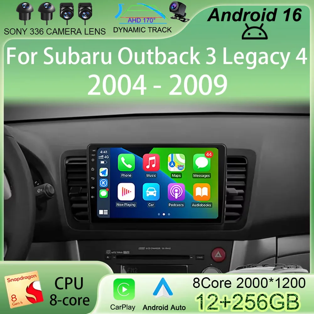 

Автомагнитола Android 16 с Carplay, 4G+WiFi, мультимедийный видеоплеер для Subaru Outback 3, Legacy 4 2004-2009, навигация GPS, без 2Din