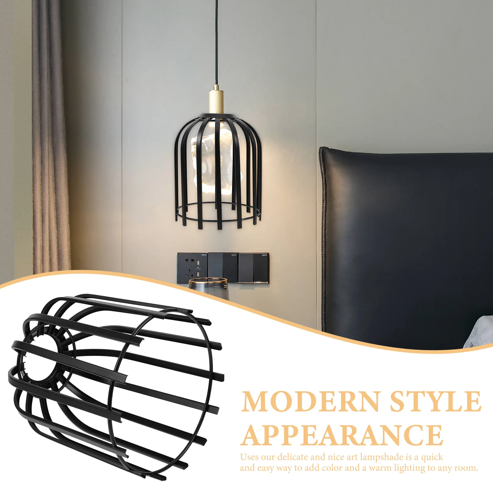 

Cage Lamp Shade Vintage Wrought Iron Pendant Light Shade for Bedroom Kitchen Dining Room - Minimalist Metal Lamp Shades Only