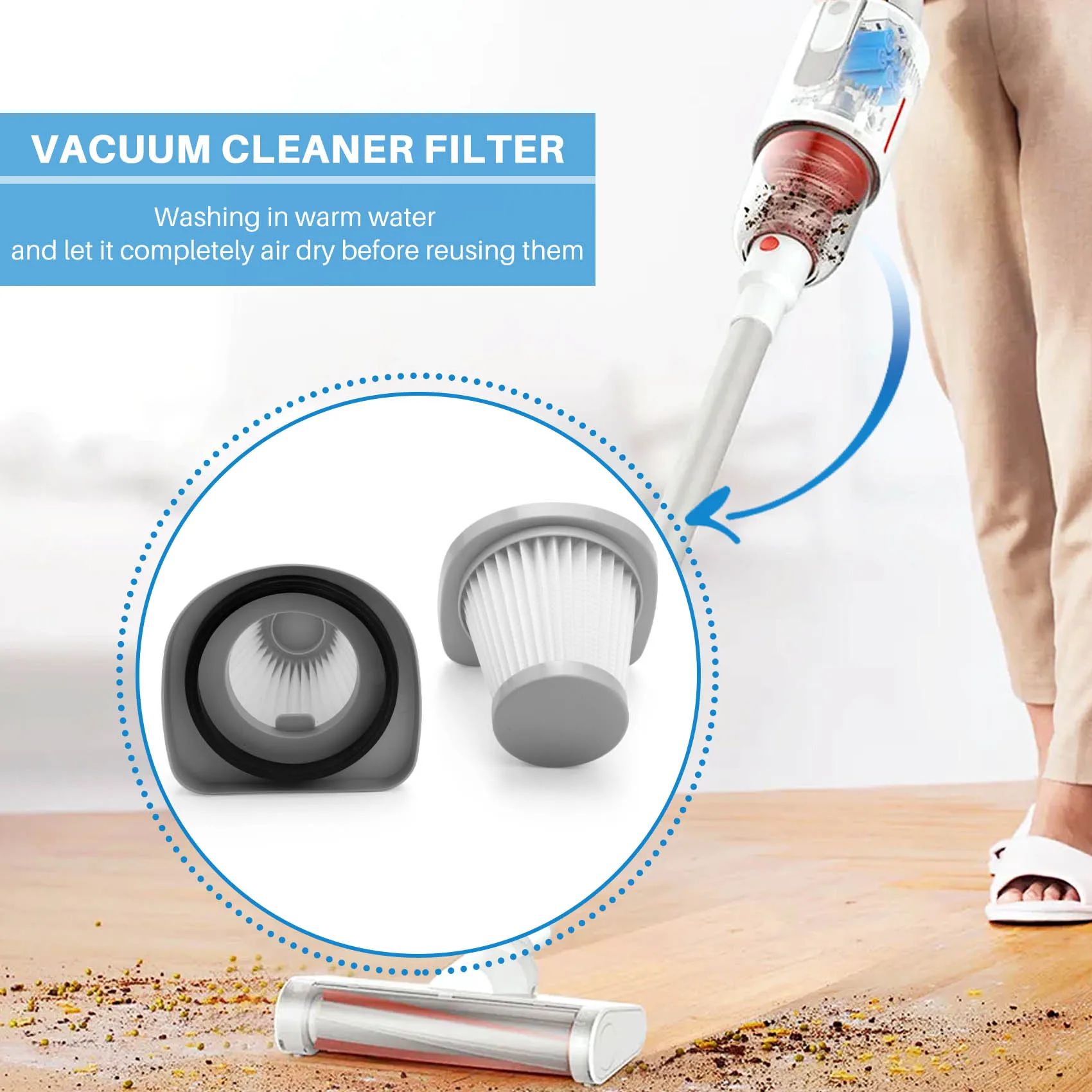 แผ่นกรอง HEPA สำหรับเปลี่ยน Midea Sc861 Sc861A อะไหล่เครื่องดูดฝุ่นแผ่นกรอง HEPA ทำความสะอาด2ชิ้น