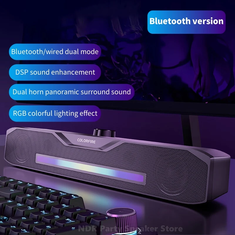 

Hot-Selling Cost-Effective USB Powered Bluetooth/Wired Desktop PC Gaming Speaker Sound Bar RGB LED Light Gaming Speaker