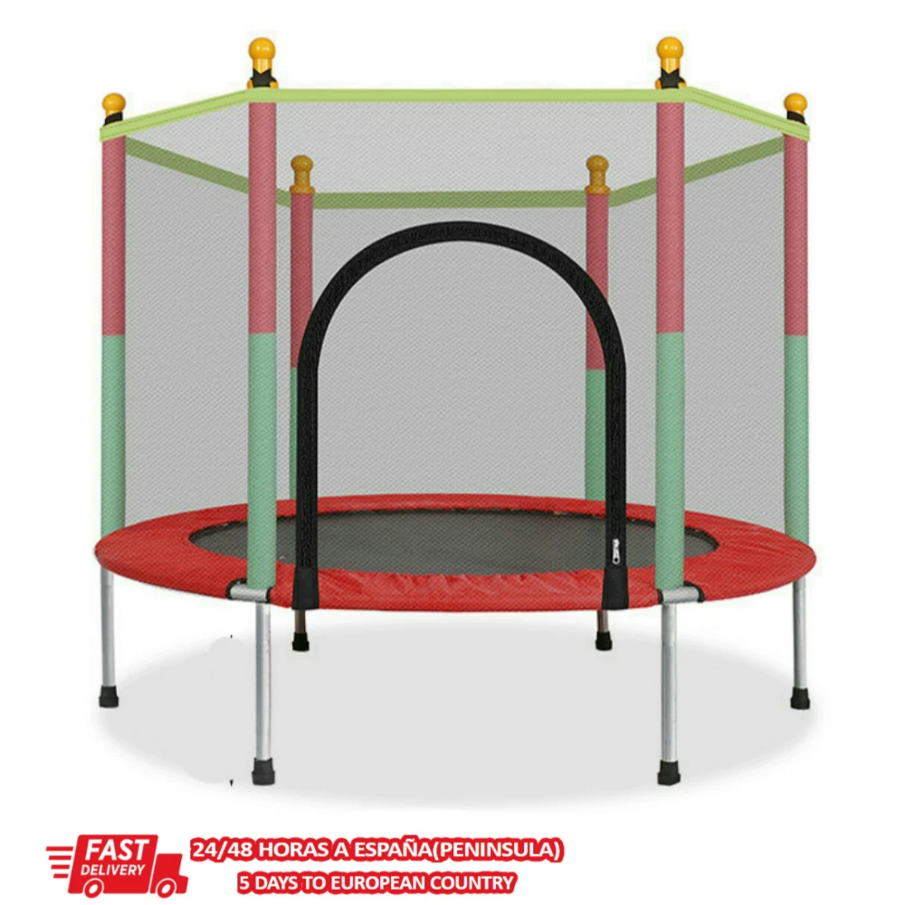 Trampoline for Children, Jumping Area and Protective Net, Door with Zipper, Maximum Load 100kg, 140cm