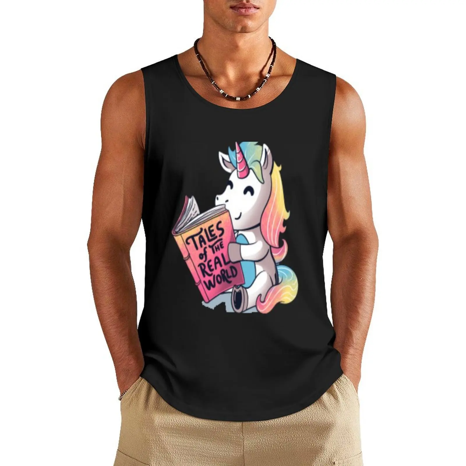 

Tales of the Real World Funny Unicorn Tank Top Men's vest cool things Men gym sportswear t-shirts for Men's gym