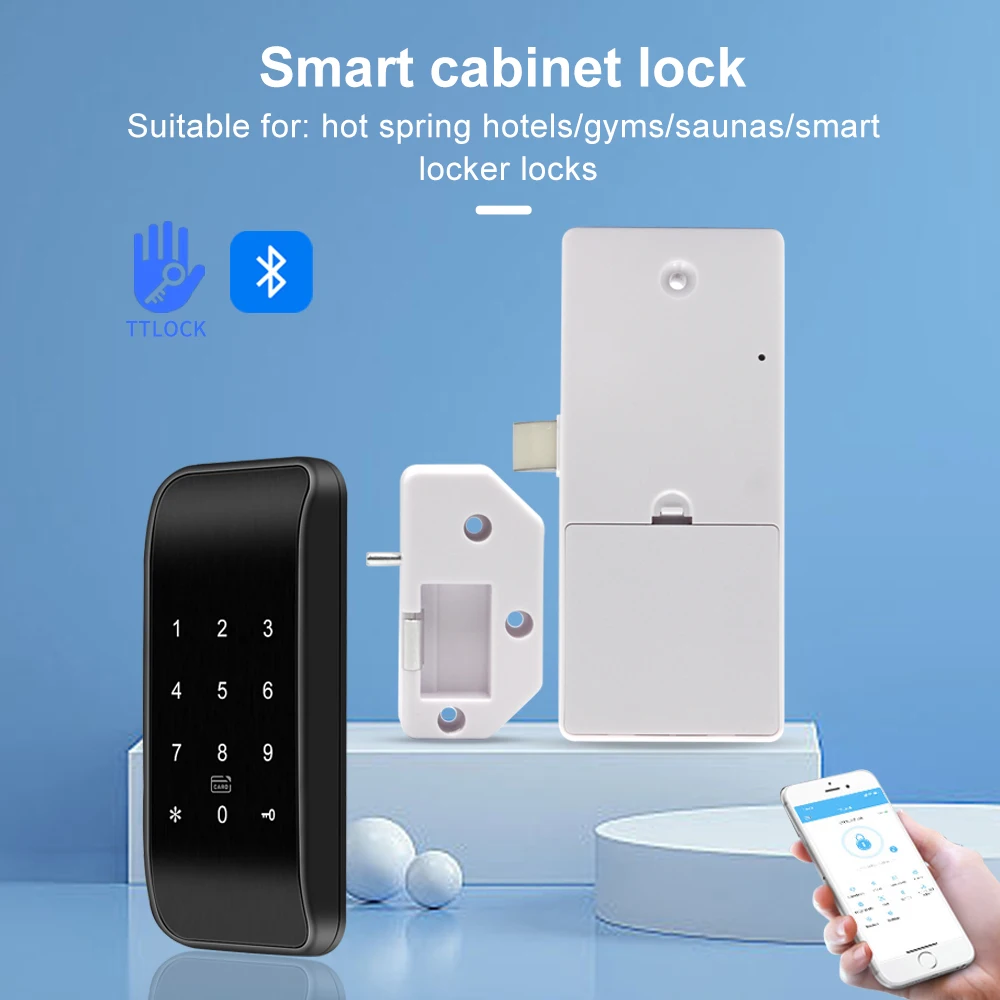 Electronic Digital Fingerprint Keypad TTLOCK APP Cabinets Drawer Sauna Door Lock Unlocking by Code Password Phone 13.56Mhz Card