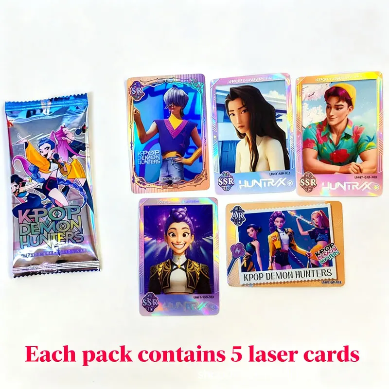 بطاقات ليزر ثلاثية الأبعاد K-POP Demon Hunter مع مستويات نادرة متعددة مجموعات أنيمي القابلة للجمع لمحبي هدايا ألعاب الأطفال K-POP