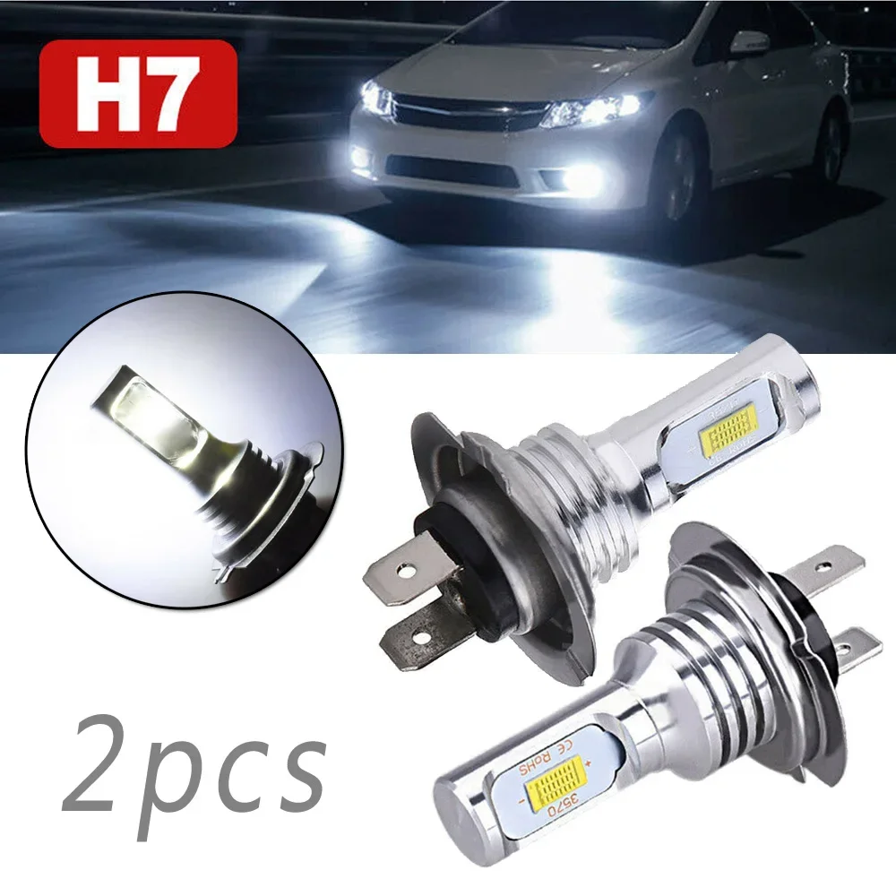 

Portable Practical LED Headlights White 2Pcs 55W 6000K Car DC 12-24V Dustproof Waterproof 8000LM H7 Replacement