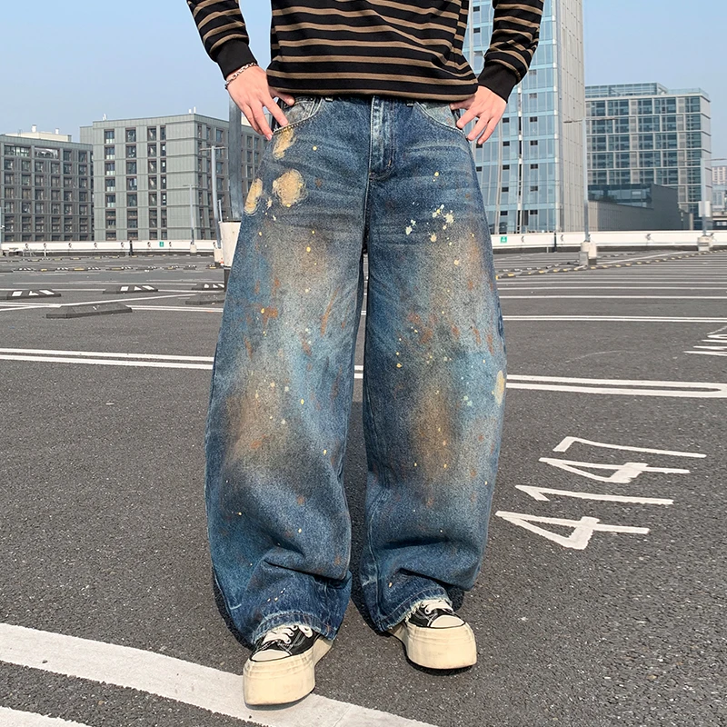 

Мужские джинсы с низкой посадкой, на завязках, повседневные, комфортные, неэластичные, больших размеров, подходят для всех сезонов, премиум-класса из Гонконга...