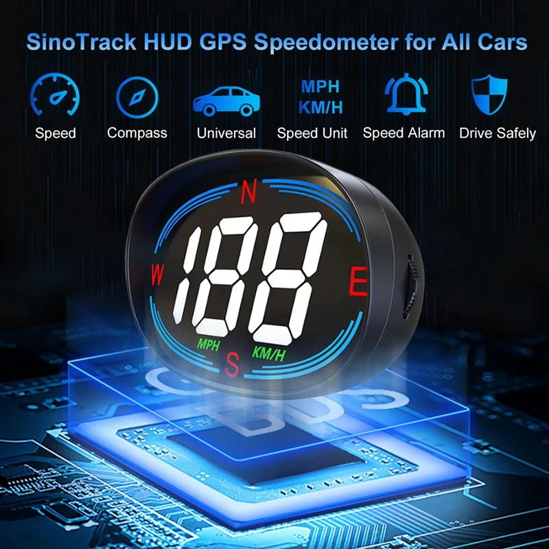 HUD GPS Speedometer Universal Car Heads-Up Display 2.7Inch Speed Meter With Compass Over Speed Alarm For All Vehicle Easy To Use