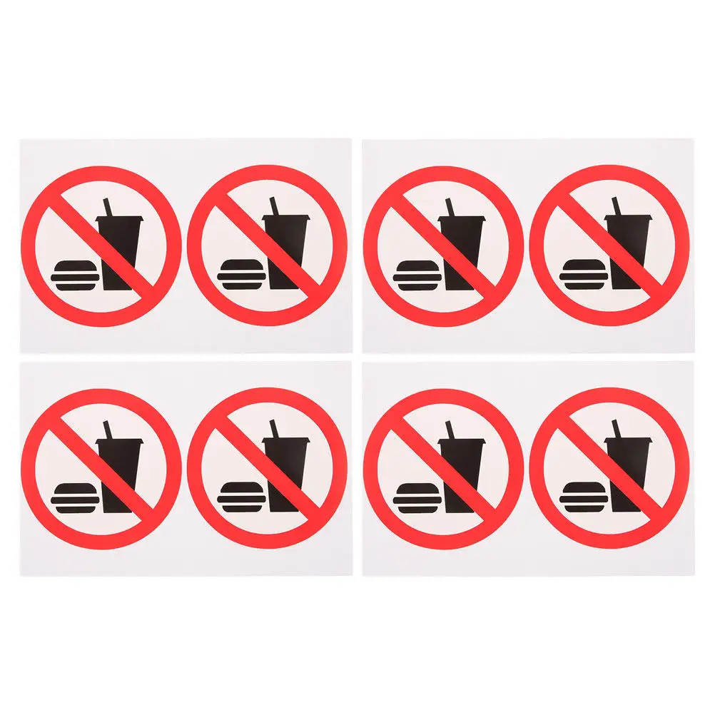 

4Pcs No Food Or Drink Allowed Sticker Set PVC Adhesive Waterproof Indoor Outdoor Warning Sign for Retail Store Office Door