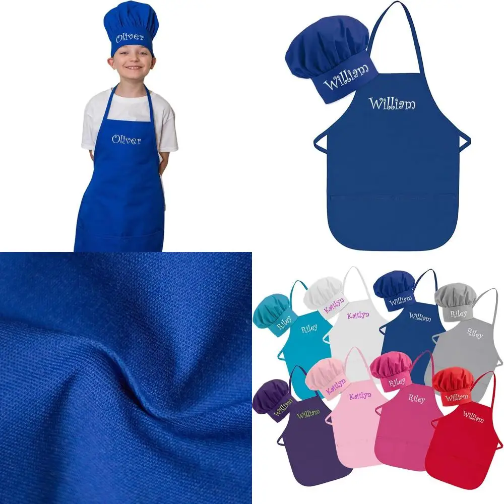 

Custom-Embroidered USA-Made Child Apron and Hat Set for Toddlers & Kids with Name