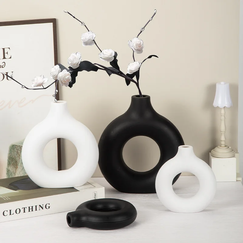 3PCS Nordic White Flower Vase Designed Plastic Plant Pot Flower Bud Bottle Floral Arrangement Display Bottle Living Room Decor