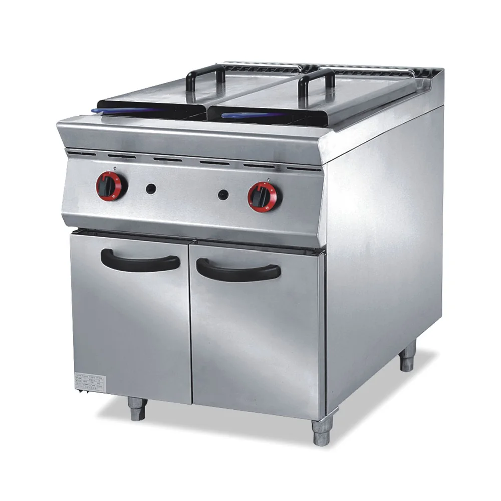 High Efficiency Kitchen Equipment Commercial Vertical 2 Tank Electric Deep Fryer with Cabinet Deep Fryer Electric