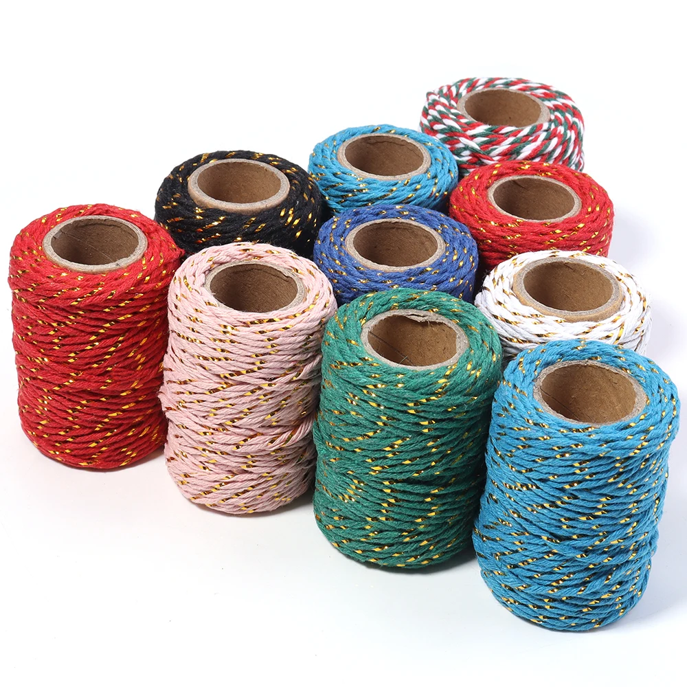 20M/Roll Cotton Cord Baker Twine Colorful Cotton Crafts Twine Macrame Cord String DIY Home Textile Gift Wrapping Wedding Decor