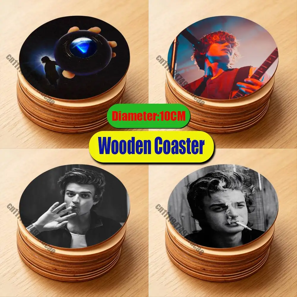 

For Singer J-Joe Keery Coaster Water Alcohol Coffee Tea Cup Glass Mat Custom Wood Round Printing