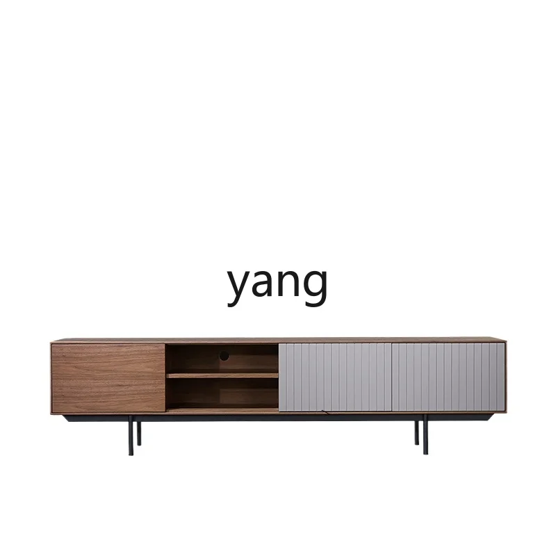 

Yjq Walnut High-Leg TV Cabinet Modern Minimalist Living Room Home Minimalist TV Stand Light Luxury