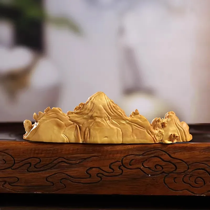 “A Thousand Miles of Rivers & Mountains” in Your Palm - Boxwood Brush Rest & Handheld Landscape, A Scholar‘s Treasure & Touch