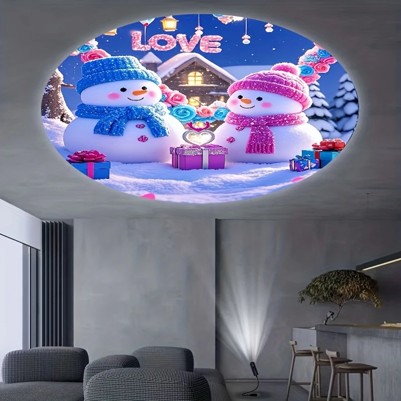 LED Christmas Projector Light 3/6/12pcs Projection Patterns Santa Claus Snowman Tree USB Night Light for Christmas Decorations