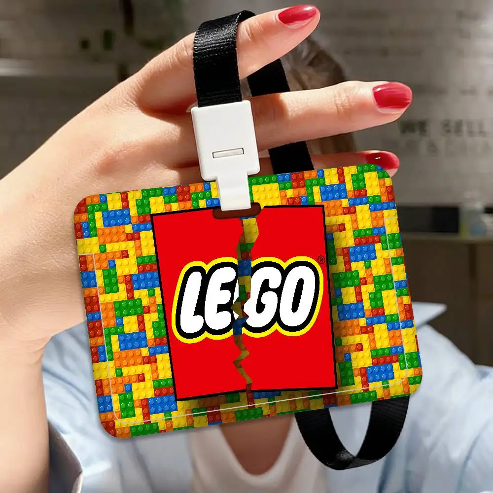 Cool L-LEGOs Cartoon Badge Holder Lanyards Keychain Women New Cartoon Card Holders Neck Straps Student Credential For Gift - view 5