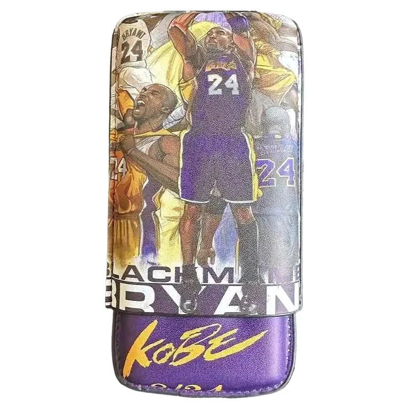 

Basketball star IP style Cigar Tube 3 Slots Cigar Case Travel portable Cigar Accessories Leather Humidor gift for men 118
