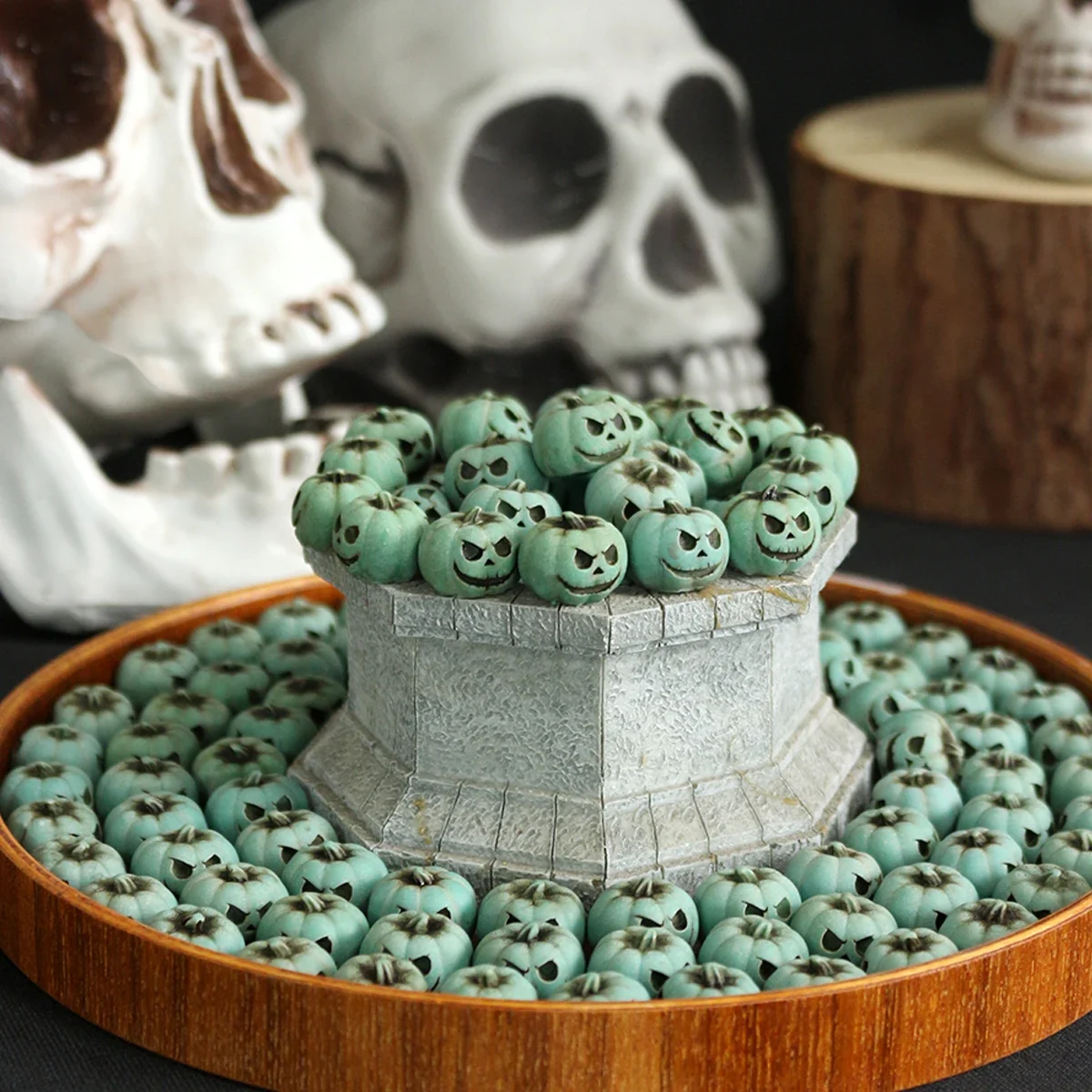 40/60 Pcs Halloween Mini Resin Figurines Pumpkin Skull Fairy Garden Micro Landscape Plant Desk Outdoor Decor