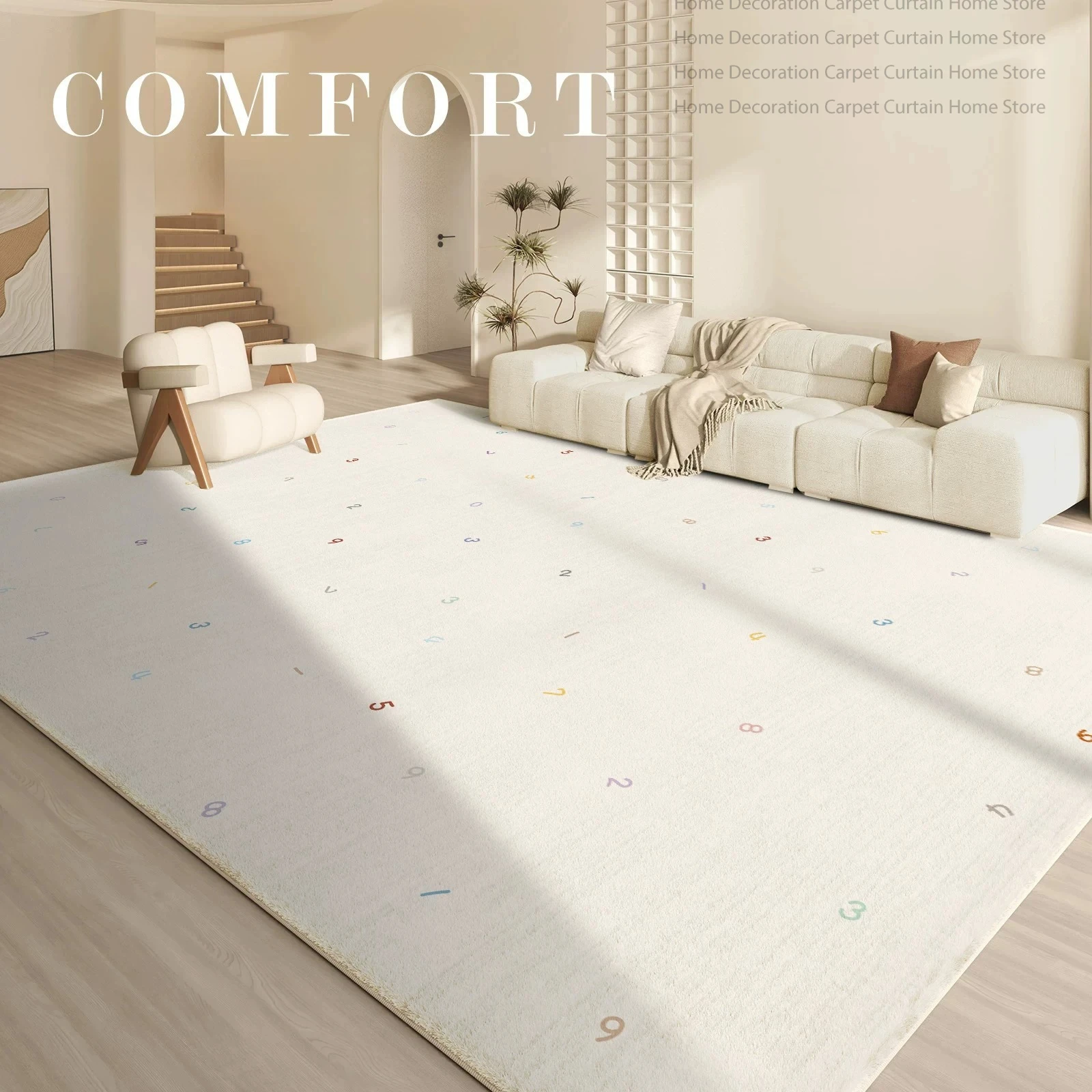 Minimalist Cream Multicolor Dot Fluffy Baby Carpet Living Room Bedroom Large Area Rug Soft Non-Slip Washable Kids Game Floor Mat view 4