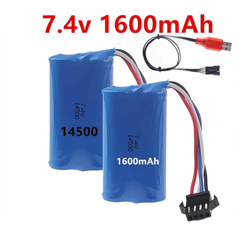 Li-ion Battery 7.4V 1600mAh 14500 Bateria For Remote Controlled Helicopter quadcopter RC Car Truck Toys Parts with SM-4P plug