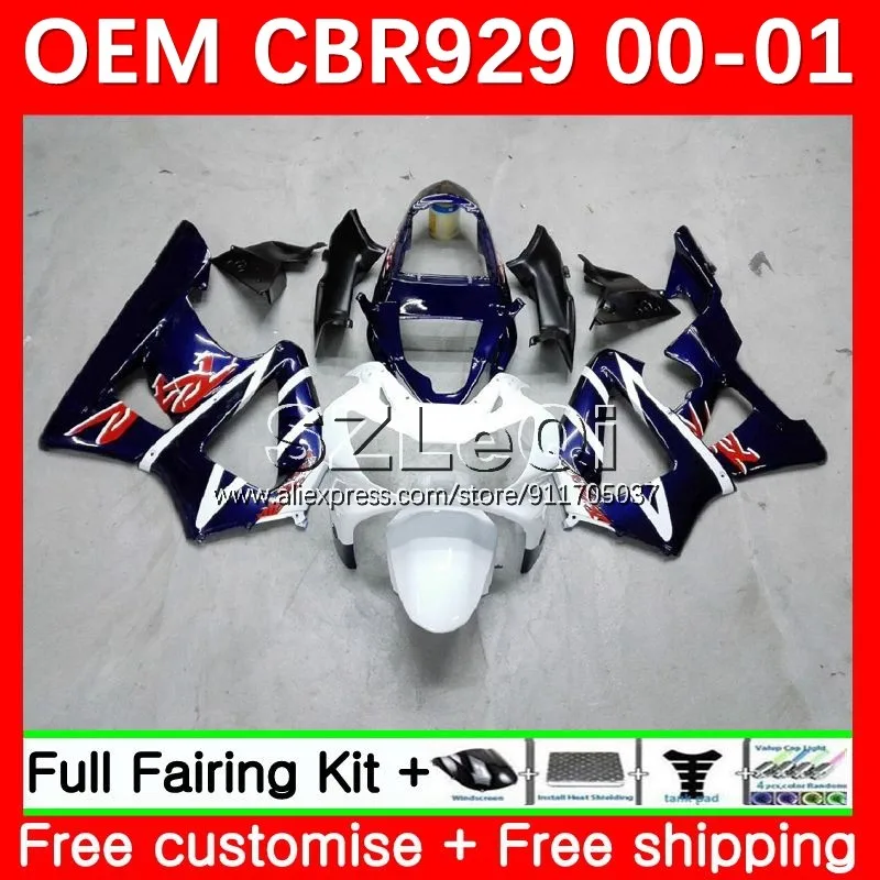 Injection Body For HONDA CBR 929RR 900 929 RR CC 47No.11 CBR929RR Silver black 900RR CBR929 RR 00 01 CBR900RR 2000 2001 Fairing