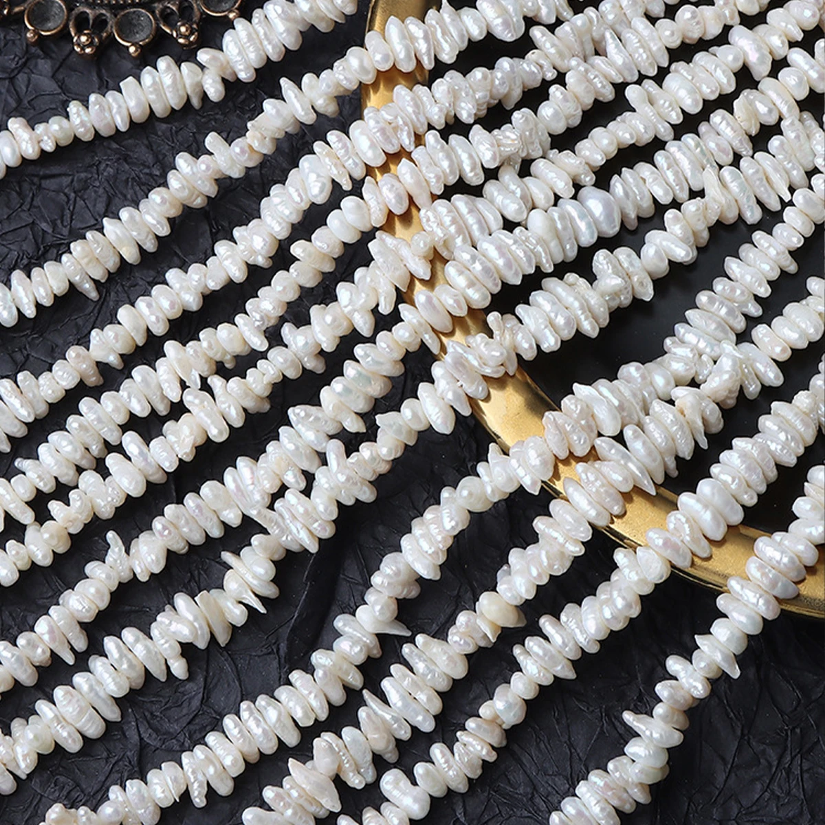 Natural Freshwatrer Pearl 5-8mm 100% Wolf Toothed Flat Beads Charms for DIY Women Men Necklace Jewelry Making Accessories