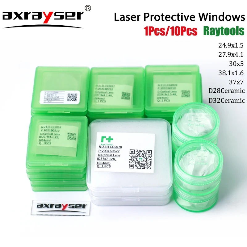 1/10 SZT. Oryginalne okienka ochronne Raytools, soczewki optyczne 24.9x1.5 27.9x4.1 30x5 z krzemionki topionego do części maszyn do cięcia światłowodów