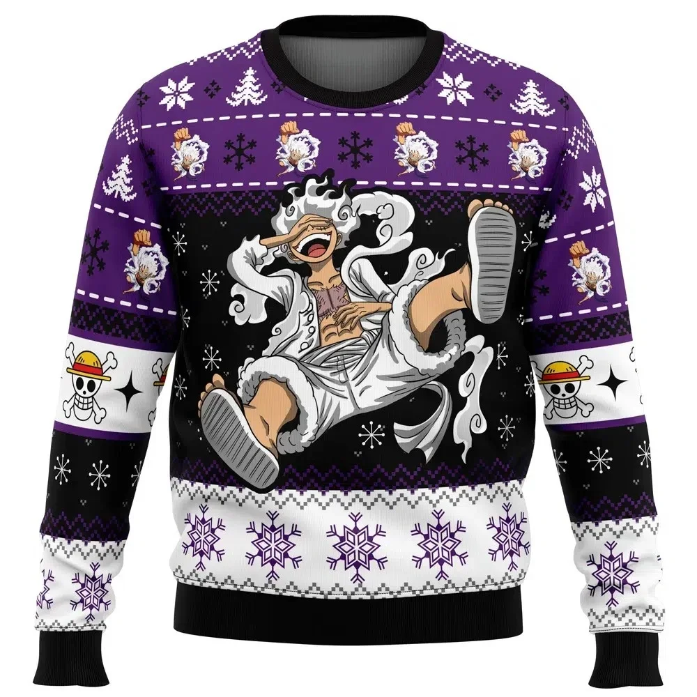 Sudadera con capucha de cuello redondo 3D de One Piece, anime japonés, para hombre y mujer, otoño e invierno, cálida y cómoda, estilo "Ugly Sweater", ropa casual, 2026