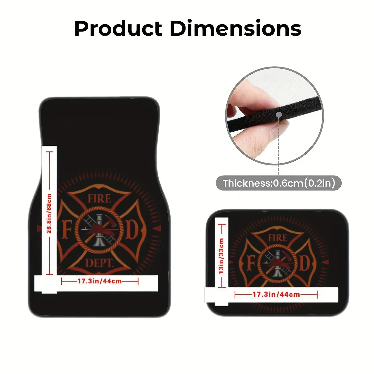 4pcs Firefighter Honor Badge Pattern Car Mats - Honor Badge - Flame Cross Theme Design - Durable Material, Easy To Clean, All-We