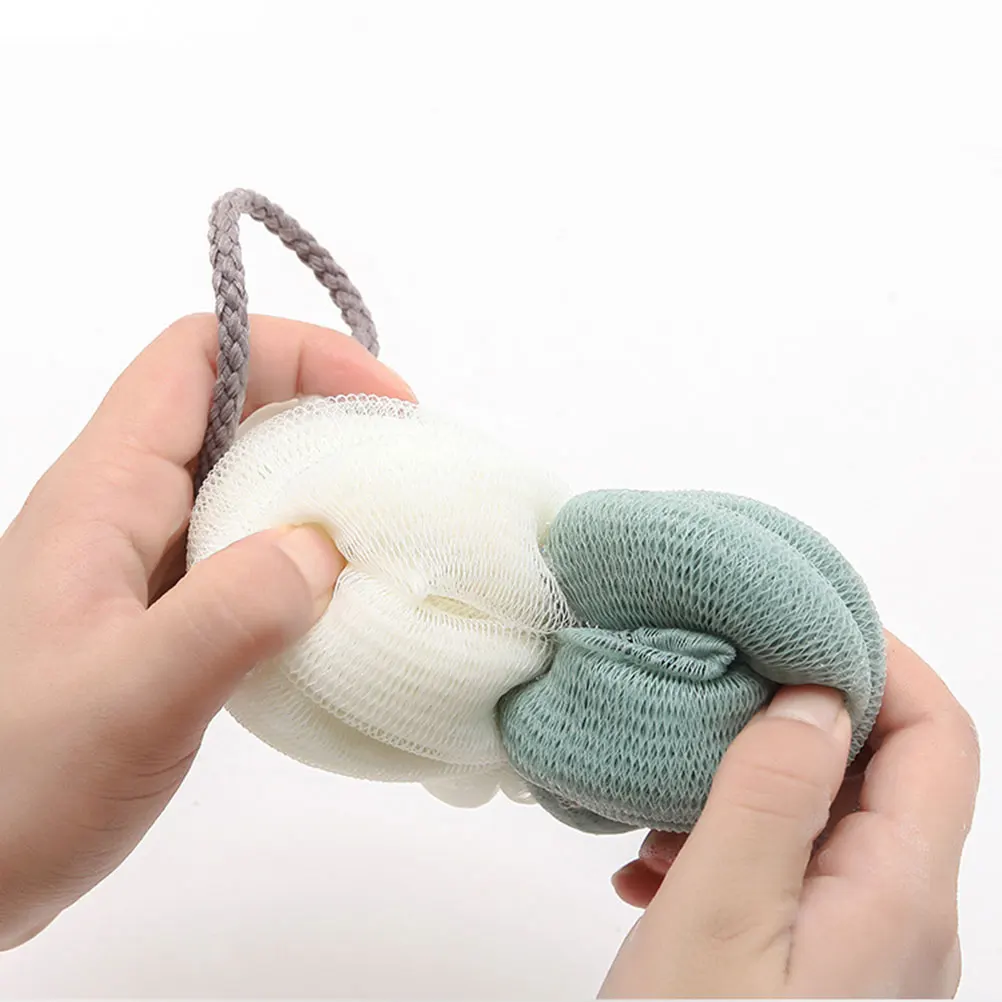 

4Pcs Double Color Bath Ball Mesh Sponge Shower Pouf Soft Comfortable Body Clean Exfoliating Spa Bath Accessories with Hanging