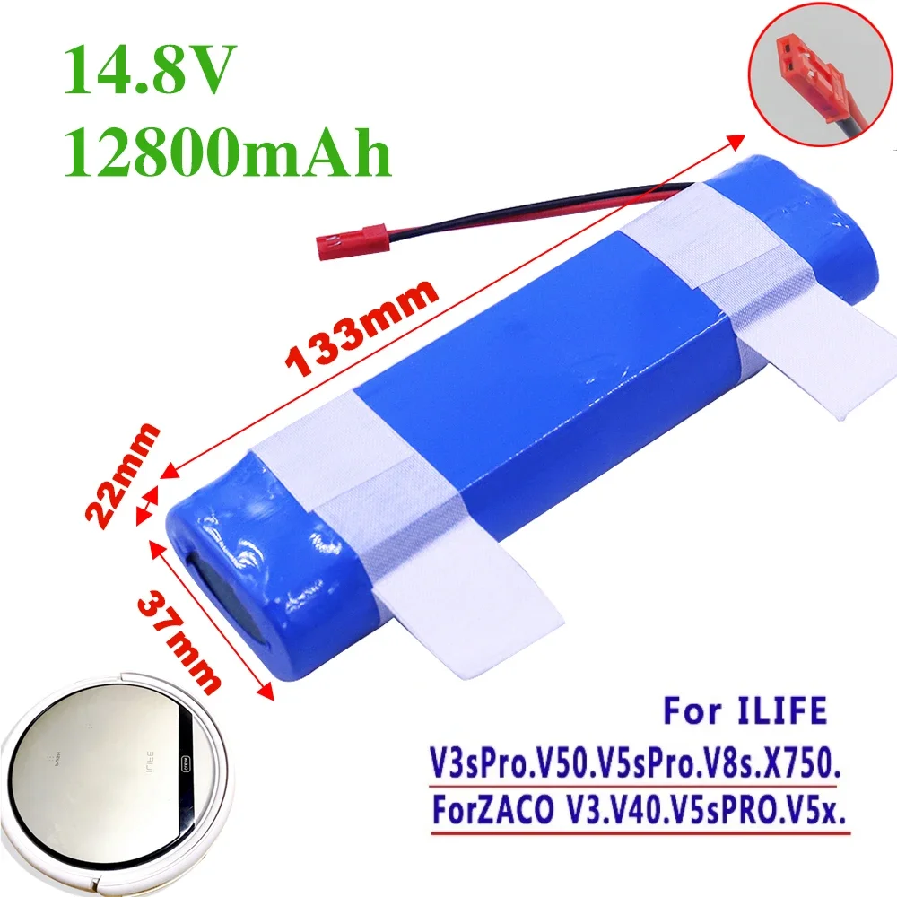 

100%New 14.8V 12800mah 18650 Lithium Battery For ILIFE V3s Pro, V50,V55, V5s Pro, V8s, X750 Robot Vacuum Cleaner Battery..