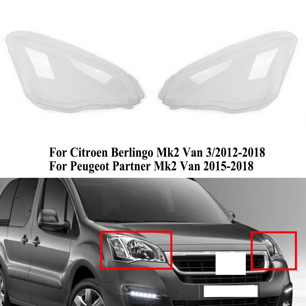 9806306180/9682828480/9806306280 Left/ Right Headlight Lens Cover For Citroen Berlingo Mk2 Van 3 Peugeot Partner 2016 2015-2018