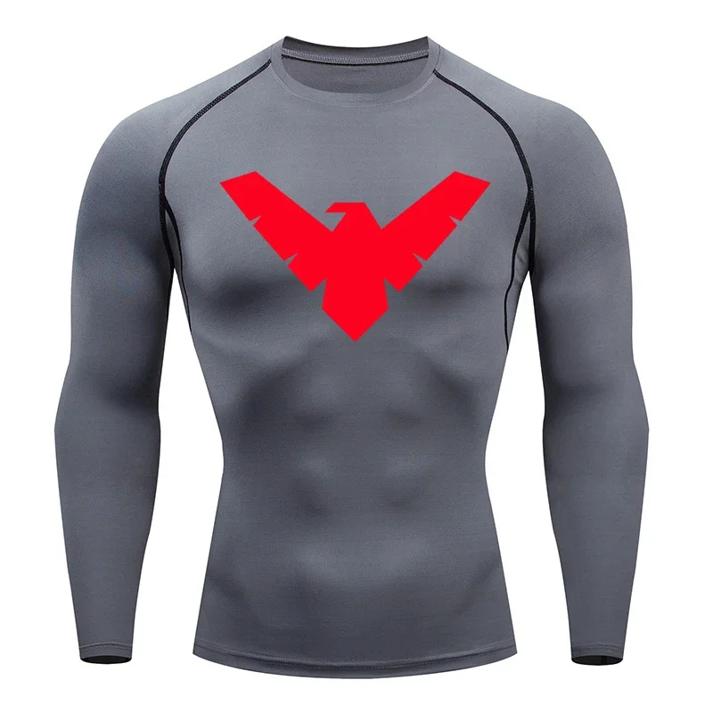 Summer Short Sleeve Compression Shirt Men Sports Top Running T Shirt Quick Dry Gym Workout Clothing Sun Protection Long Sleeve image 4