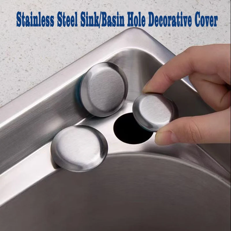 1Pc 27mm-38mm Press On Sink Soap Dispenser Cover Kitchen Sink Hole Cover Decorative Cover Dishwasher Accessories Stainless Steel