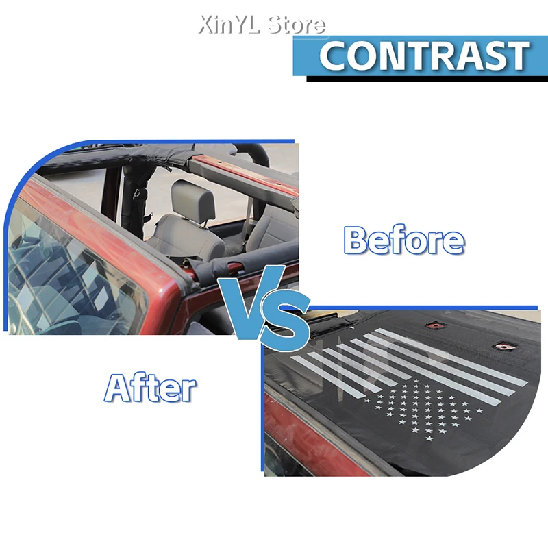 Car PVC Top UV Sun Protection Sunshade Cover Insulation Mesh for Jeep Wrangler JK 2007-2017 2- Door Version Car Accessories