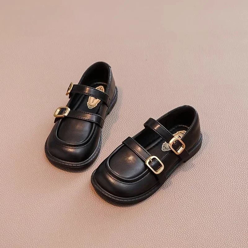 Sepatu kulit anak, sepatu anak perempuan, kasual, warna Solid, sepatu datar, Sol empuk, sepatu seragam mode anak-anak, sepatu sekolah, serbaguna, untuk anak perempuan